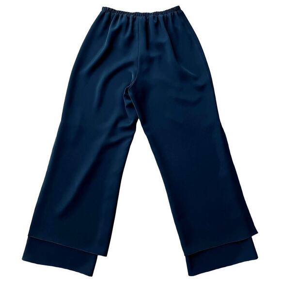 Emmelle Lustrous Crepe Overlap Double Layer Wide Leg Pants Black Womens Sz M NWT - Picture 5 of 8